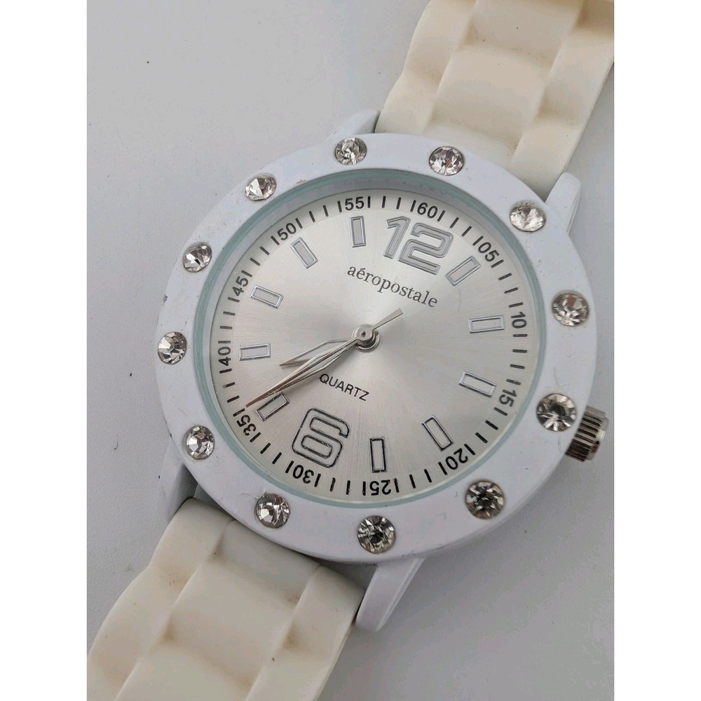 Aeropostale Watch Women 38mm Case White Silicone Band-‎ New Battery